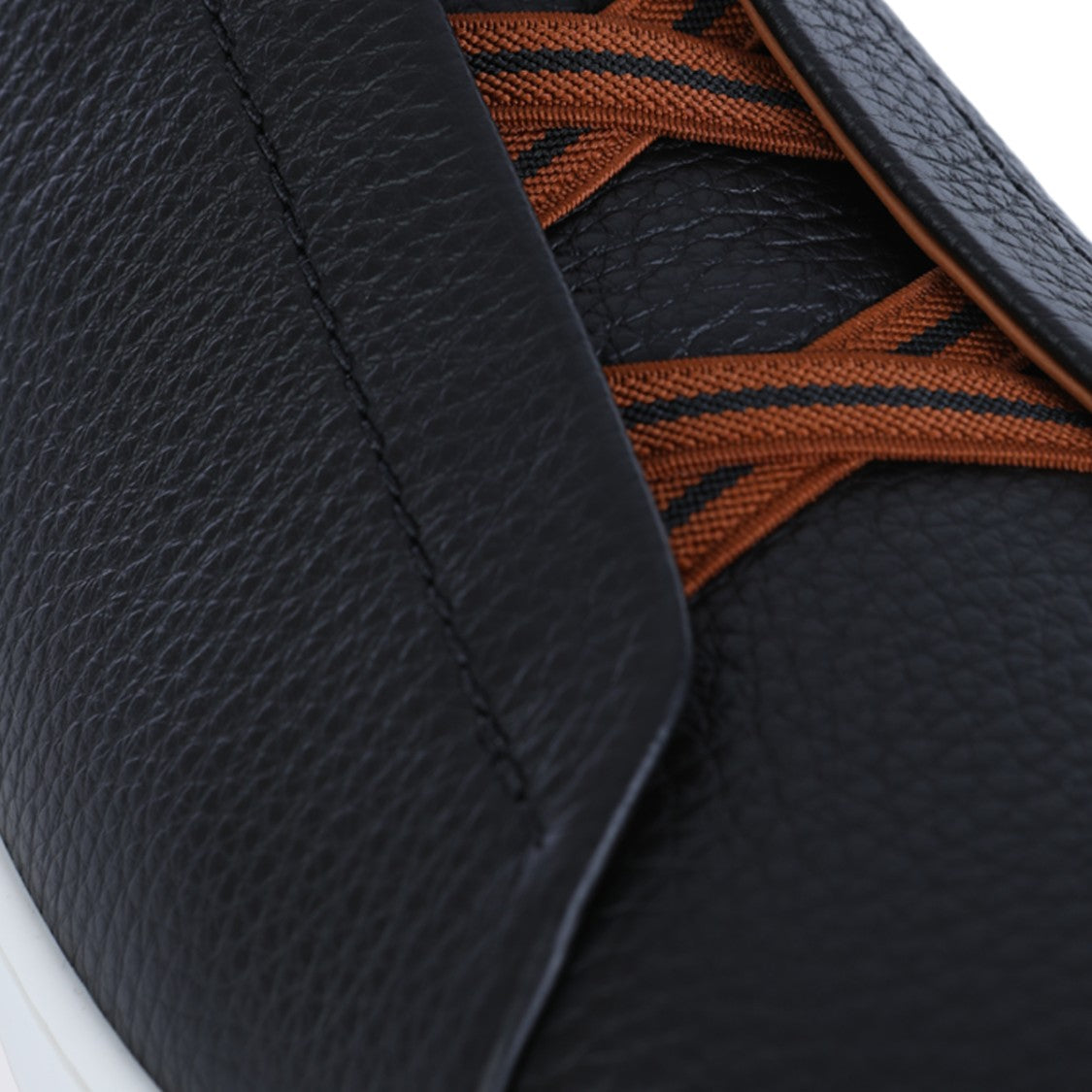Zegna Low-Top Sneakers With Textured Black Leather