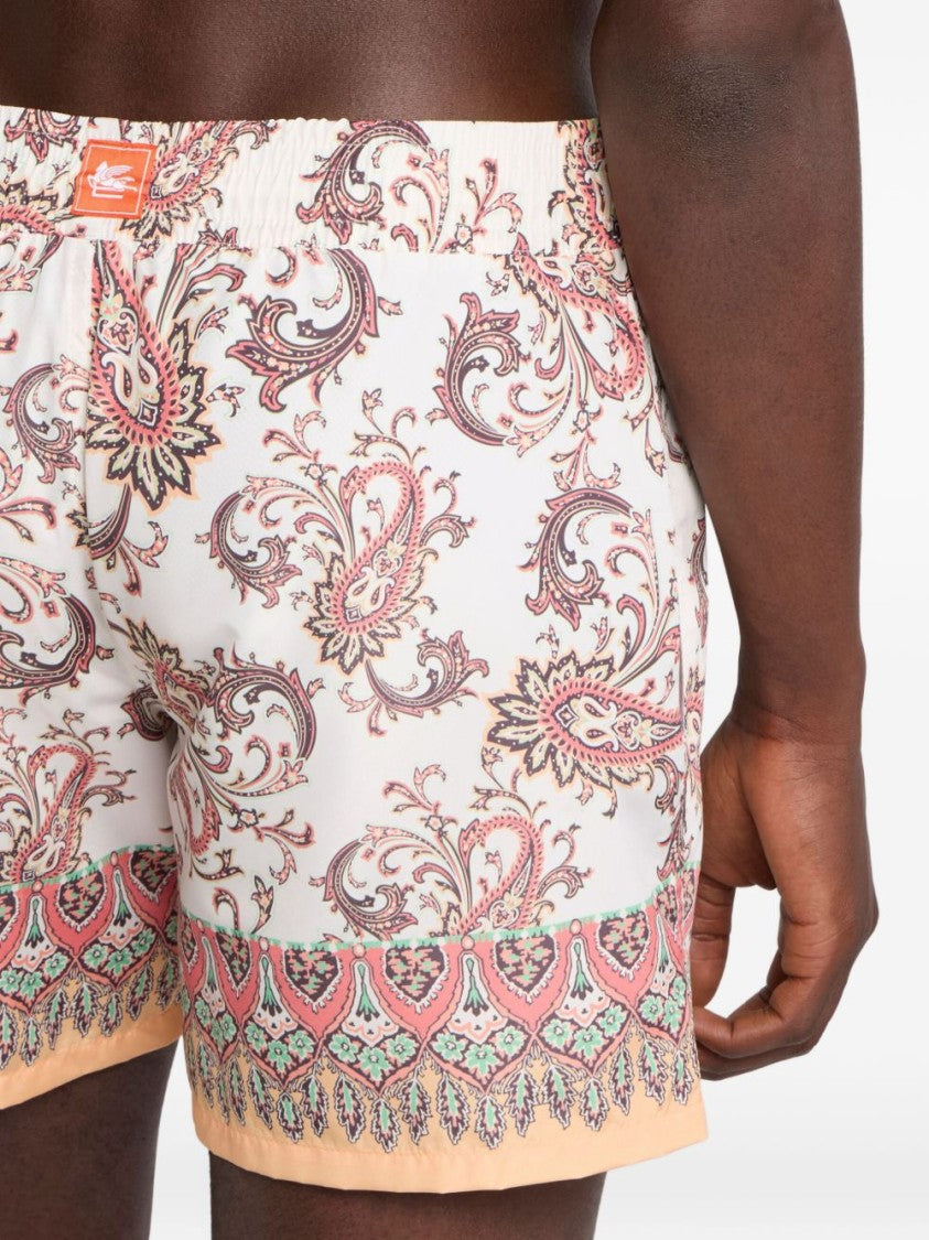 Etro Paisley Floral Print Shorts With Adjustable Waistband