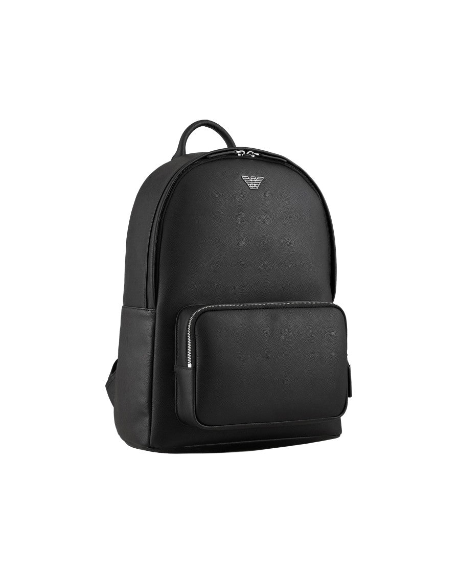 Emporio Armani Black Roundshape Regenerated Leather Backpack