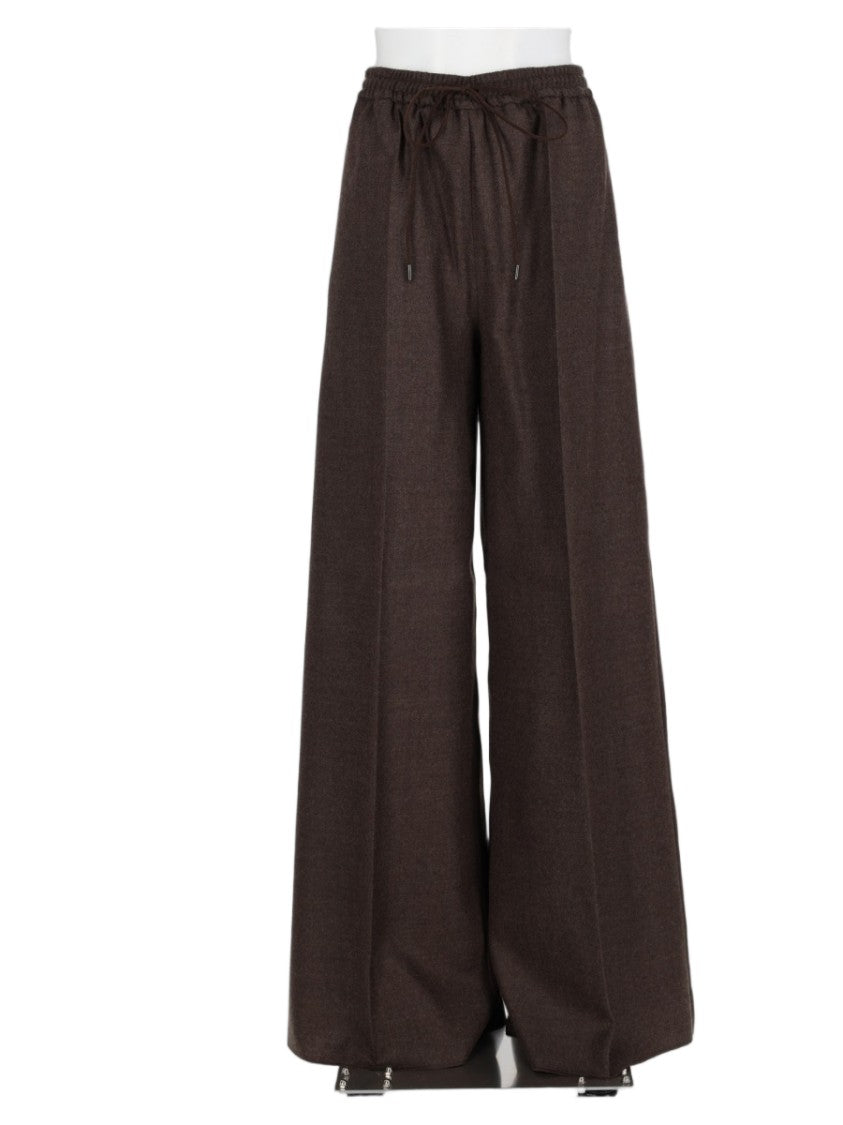 Max Mara Grey High-Waisted Virgin Wool Wide-Leg Pants