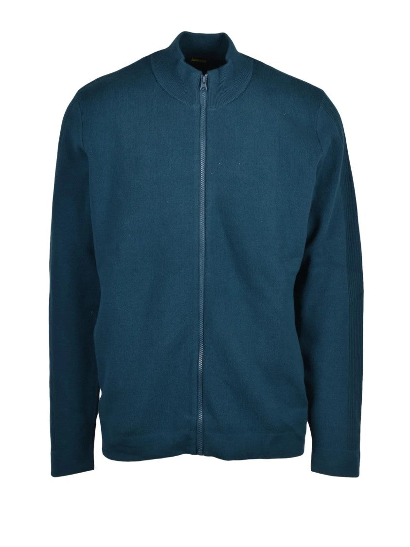 Blauer Blue Cotton-Blend Zip Cardigan
