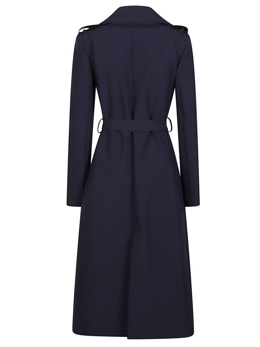 Patrizia Pepe Blue Trench Polyamide Trench Coat
