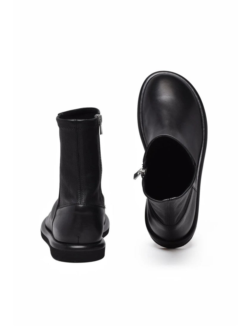 Officine Creative Black Leather Zip Ankle Boots