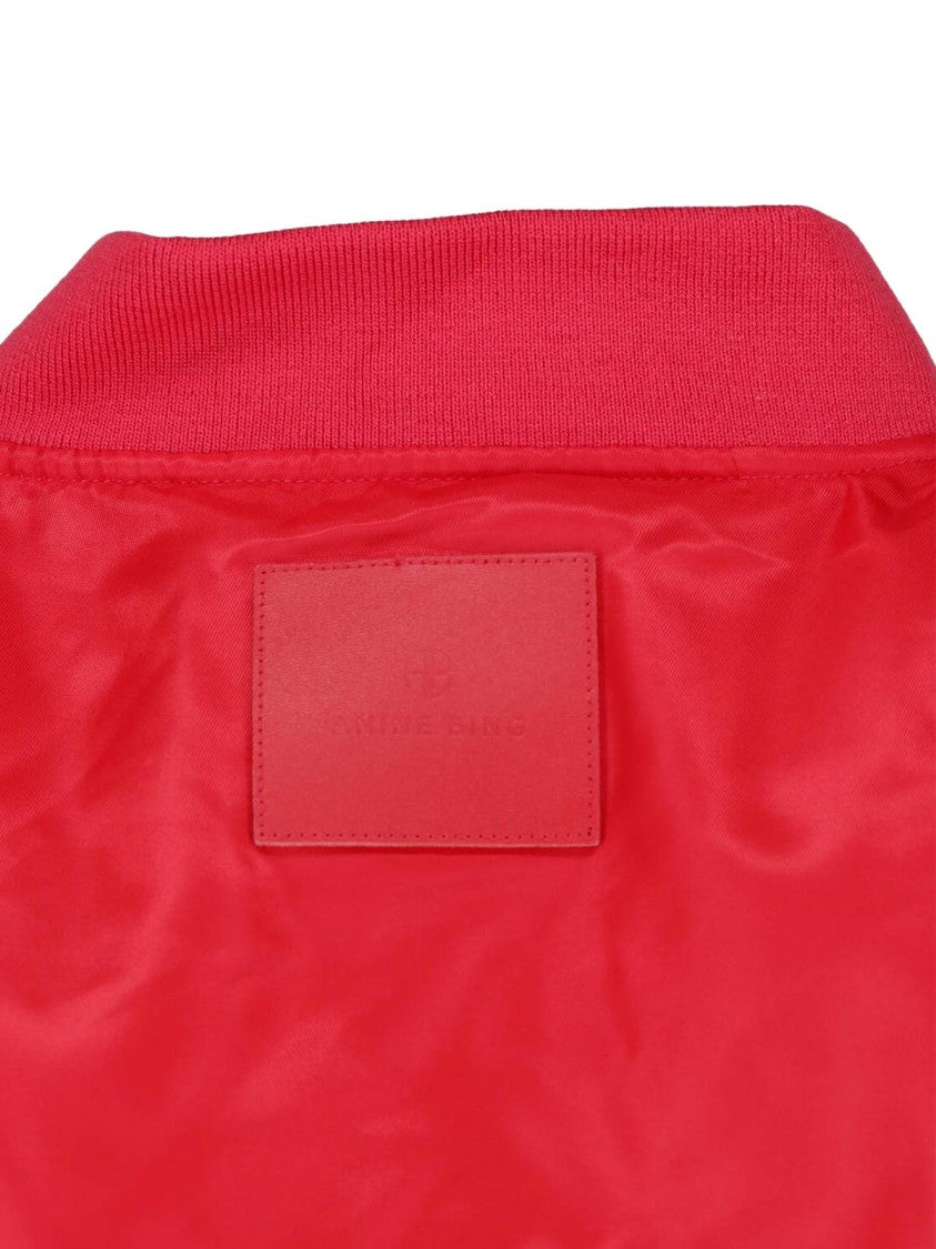 Anine Bing Red Leon Fabric Bomber Jacket