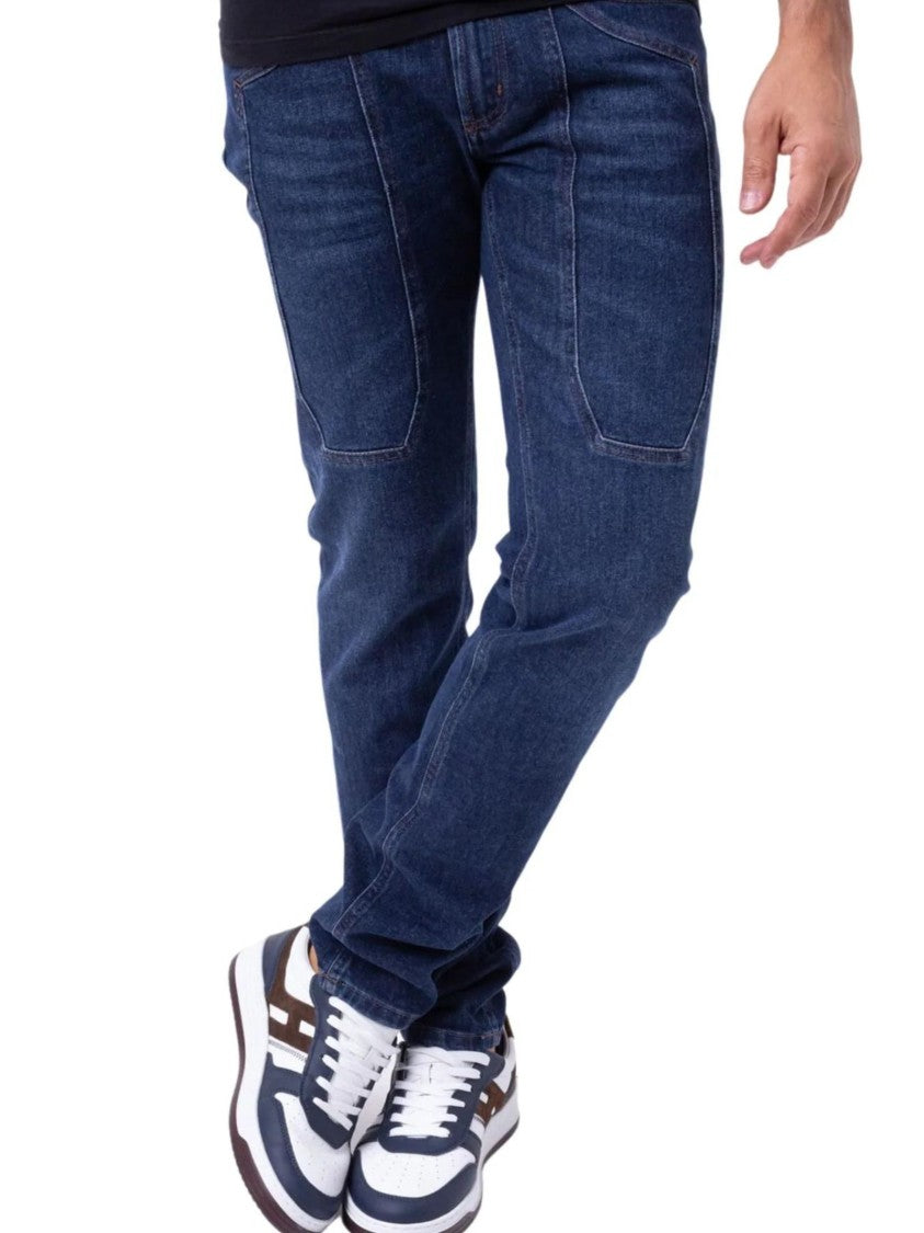 Jeckerson Classic Straight-Leg Dark Blue Denim Jeans
