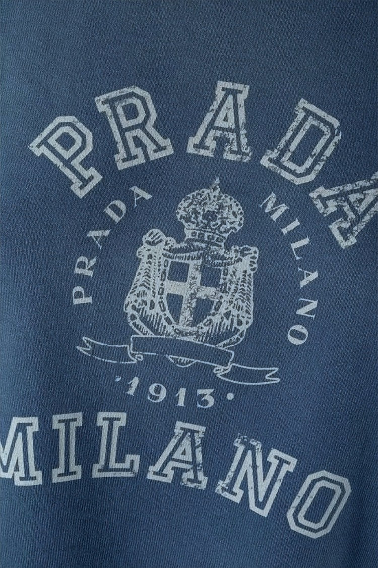 Prada Cropped Long-Sleeve Sweatshirt With Vintage Emblem