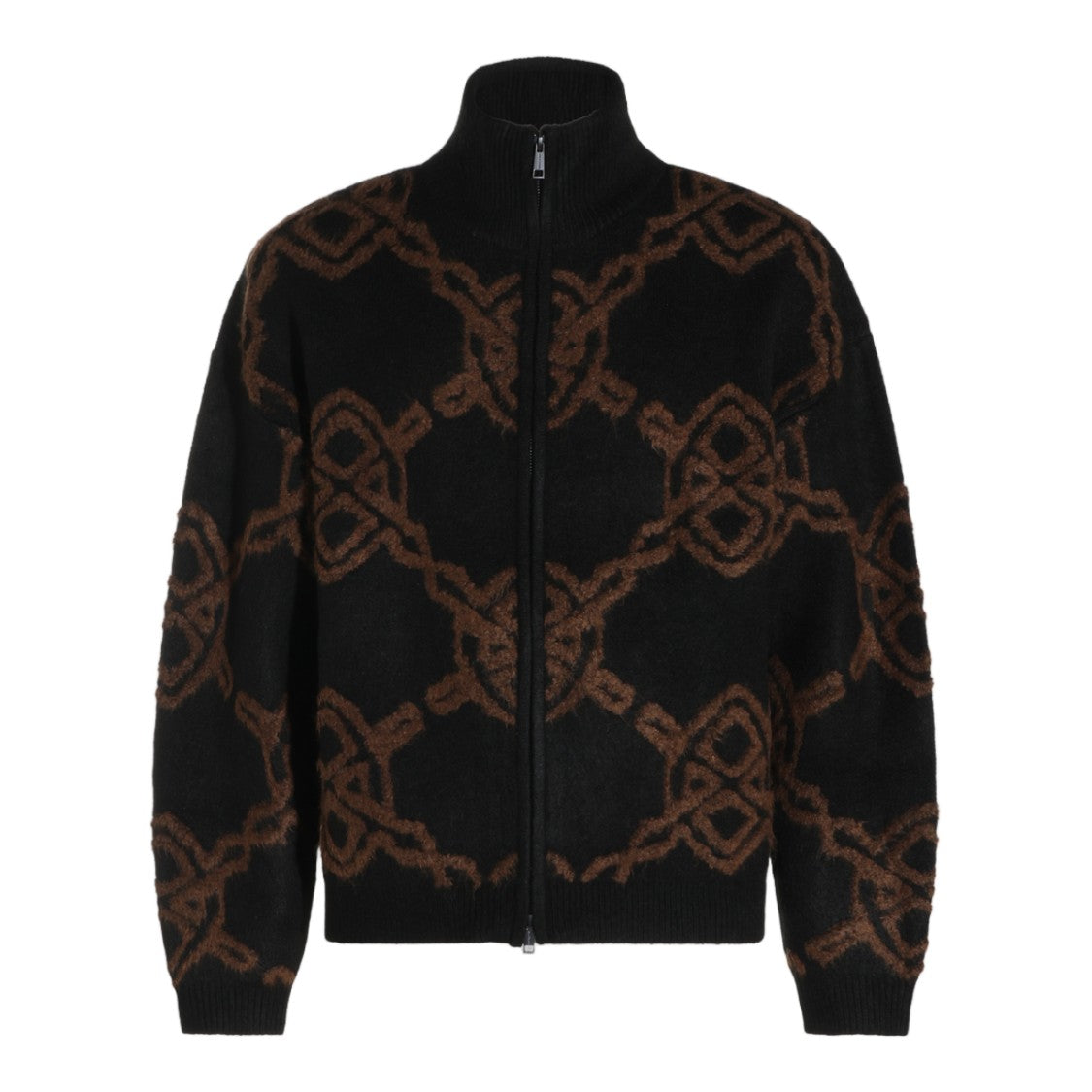 Daily Paper Black Chain-Link High Ribbed Collar Sweater