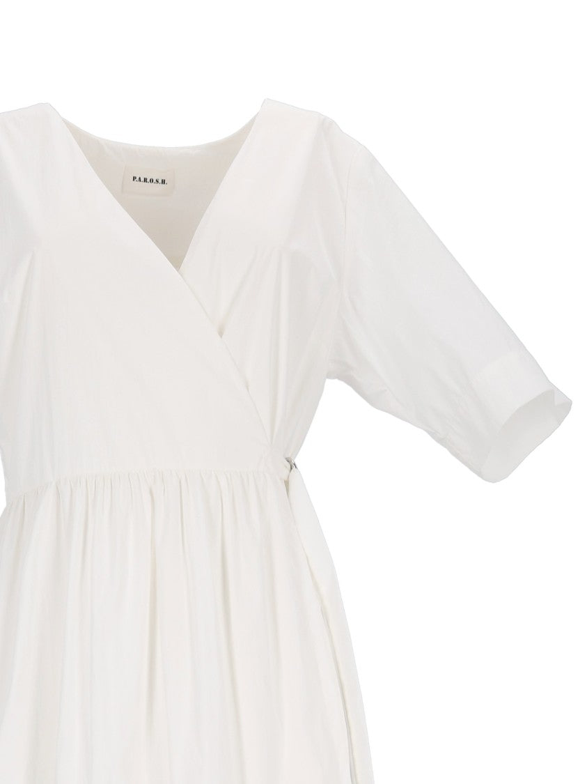 P.A.R.O.S.H. Wrap Style Tiered Belted Midi Dress