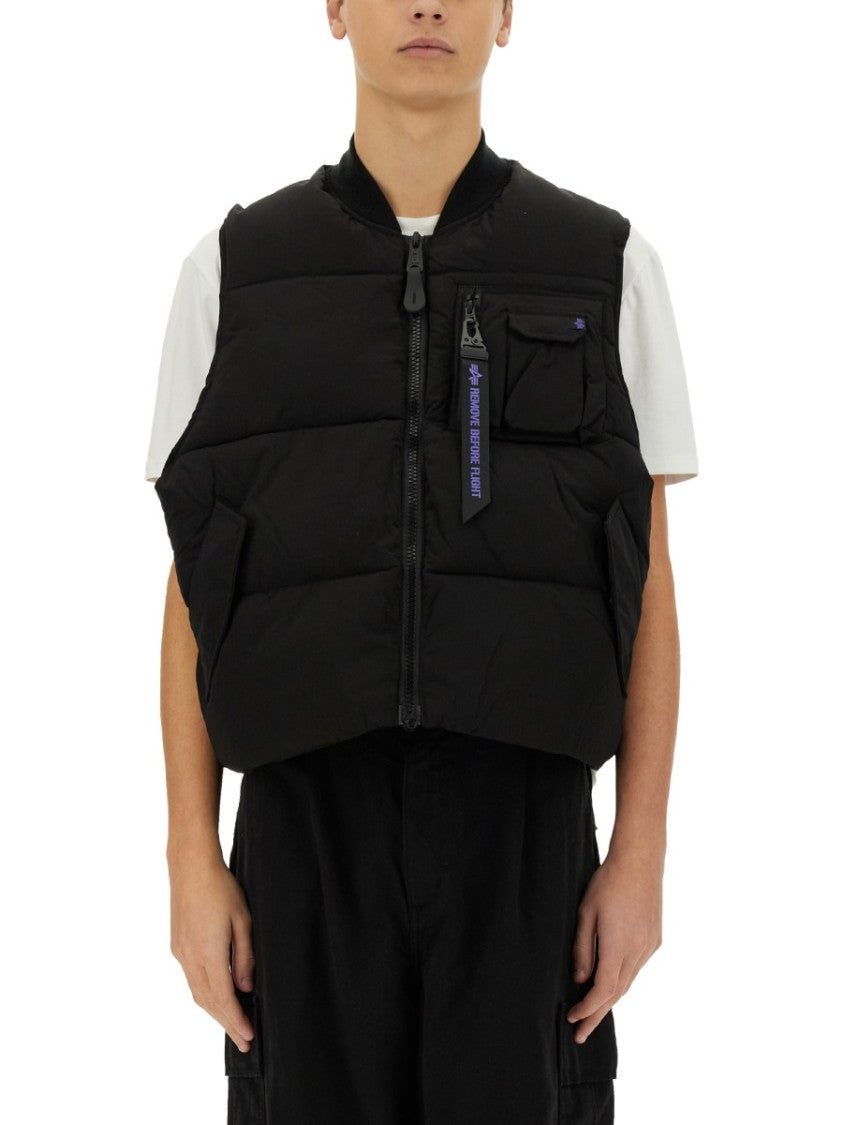 Alpha Industries Puffy Sleeveless Vest With High Collar