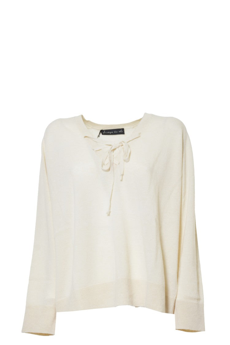 Phisique Du Role Luxe V-Neck Pullover With Adjustable Bow Detail
