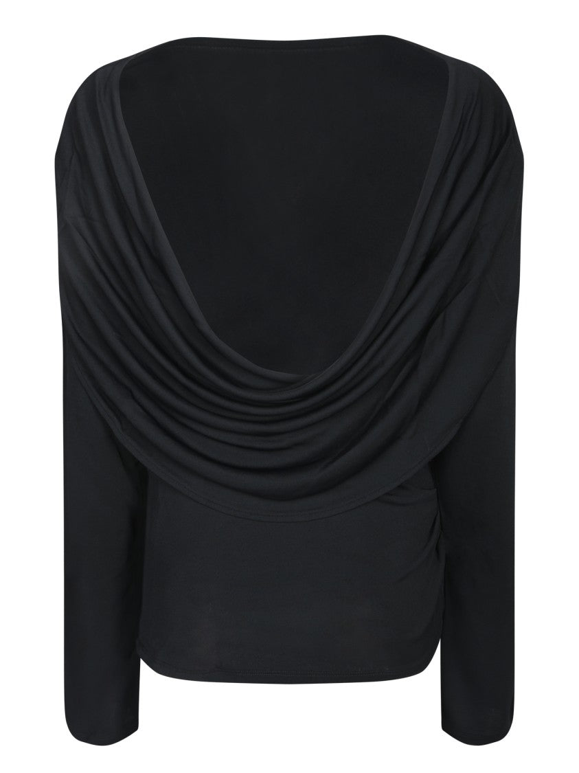 Jacquemus Draped Black Top With Deep Back Neckline