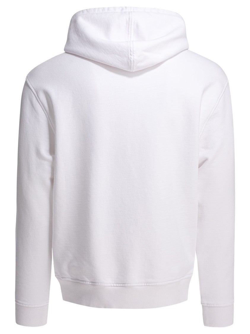Ami Paris Cotton Hoodie With Adjustable Drawstrings And Embroidered Detail