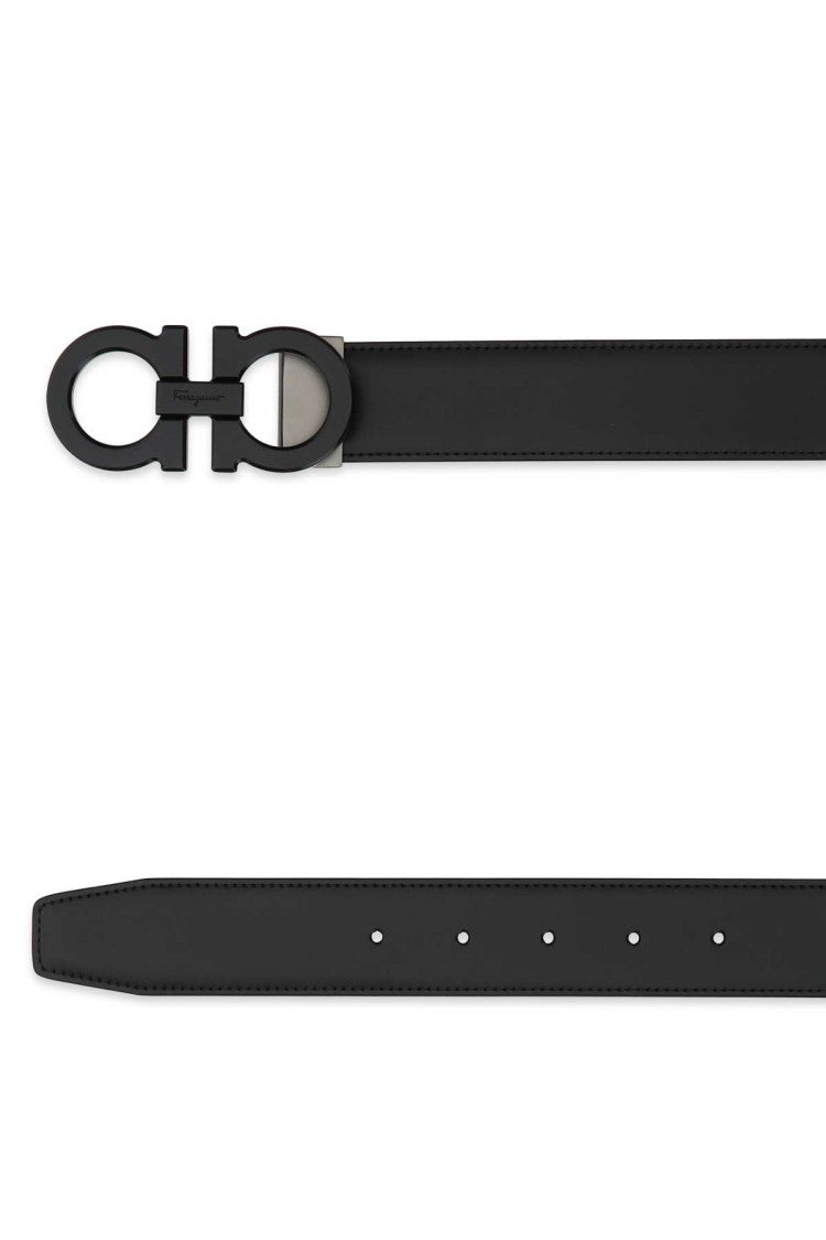 Salvatore Ferragamo Black Leather Reversibile Belt