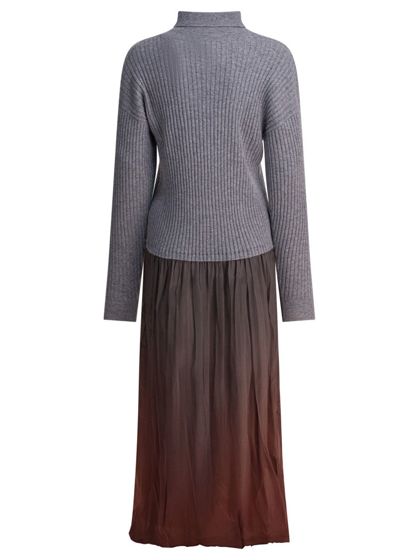 Max&Moi Two-Tone Midi Dress With Ribbed Knit Bodice