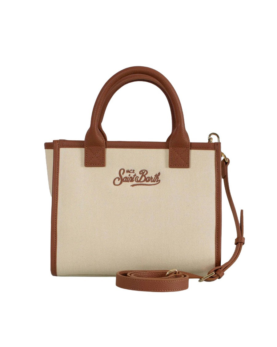 Mc2 Saint Barth Structured Midi Shoulder Bag With Leather Accents