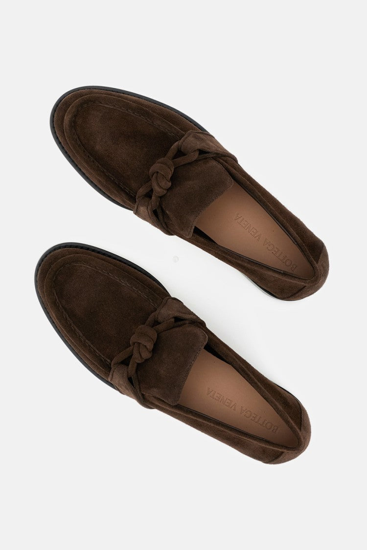 Bottega Veneta Brown Suede Moccasins With Knot Detail
