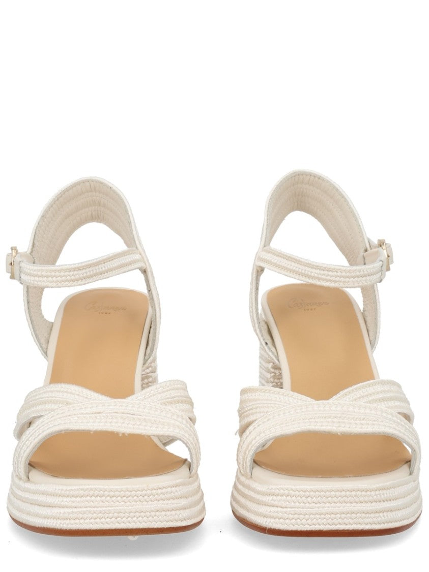 Castaner Neutrals Valley Crisscross Metallized Polyester Sandals