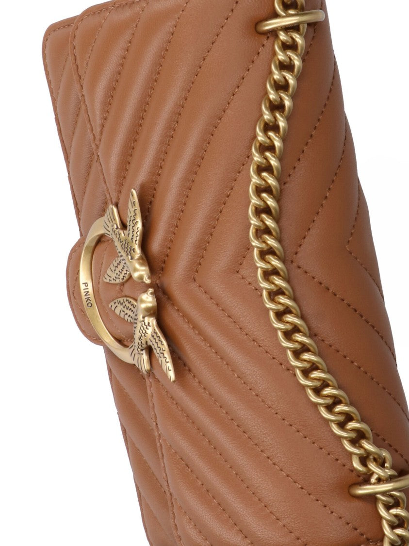 Pinko Structured Brown Handbag With Versatile Carrying Options