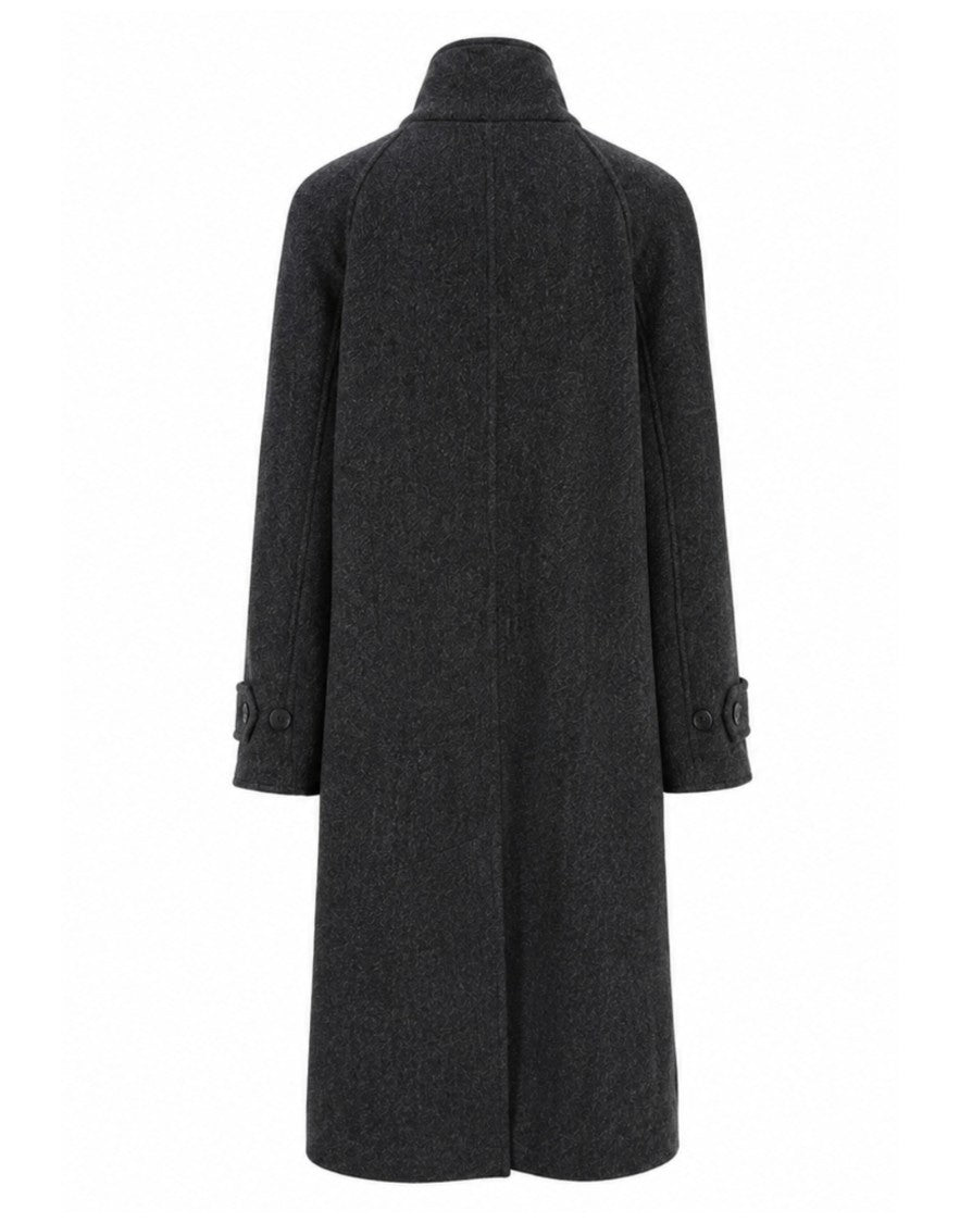 Pomandère Turtleneck Virgin Wool-Blend Asymmetric Trench Coat