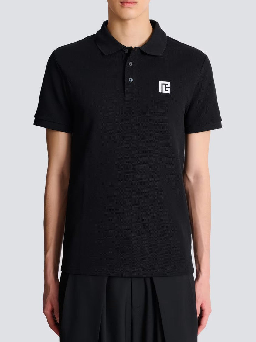 Balmain Black Classic Ss Cotton Polo Shirt