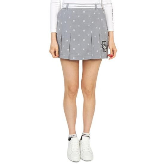 Mark&Lona Short Pleated Skirt With Structured Waistband And Flared Silhouette