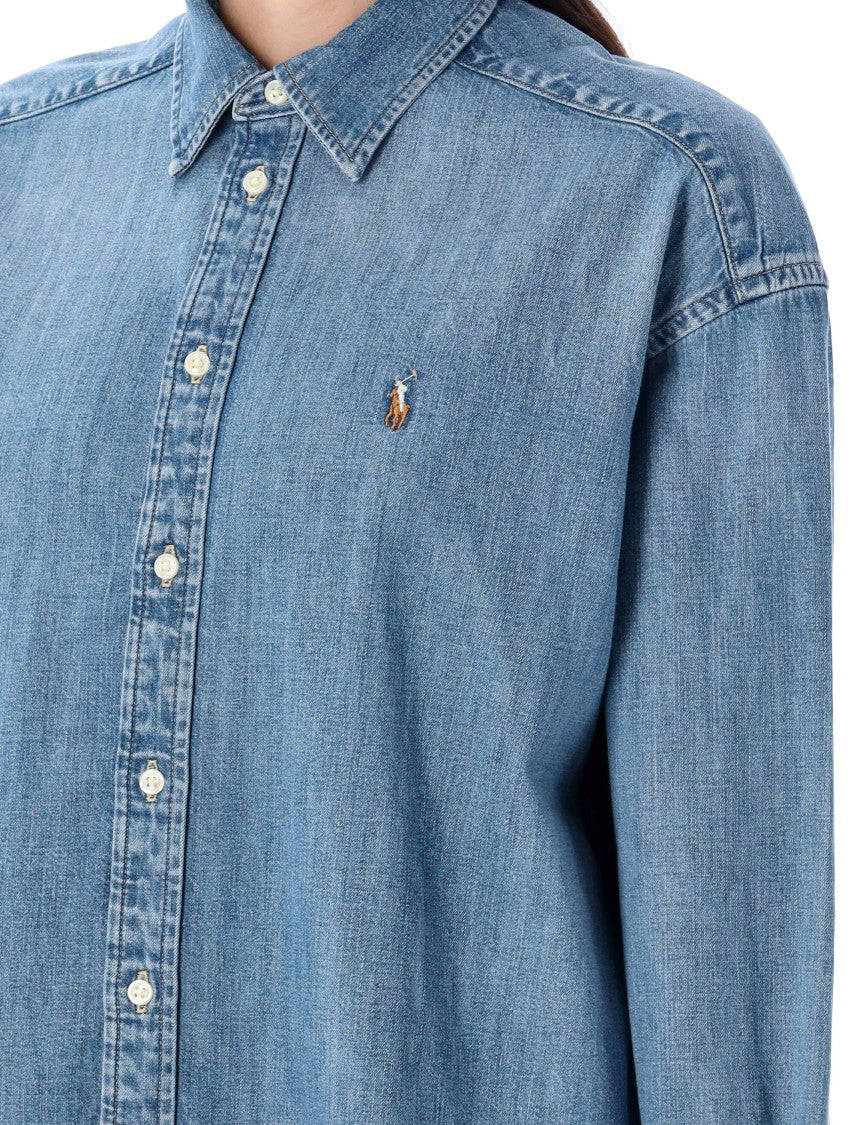 Polo Ralph Lauren Cropped Boxy Chambray Denim Shirt