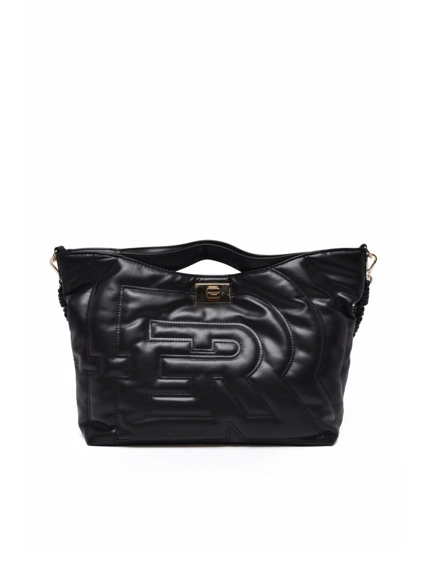 Ermanno Firenze Black Polyurethane Quilted Handbag