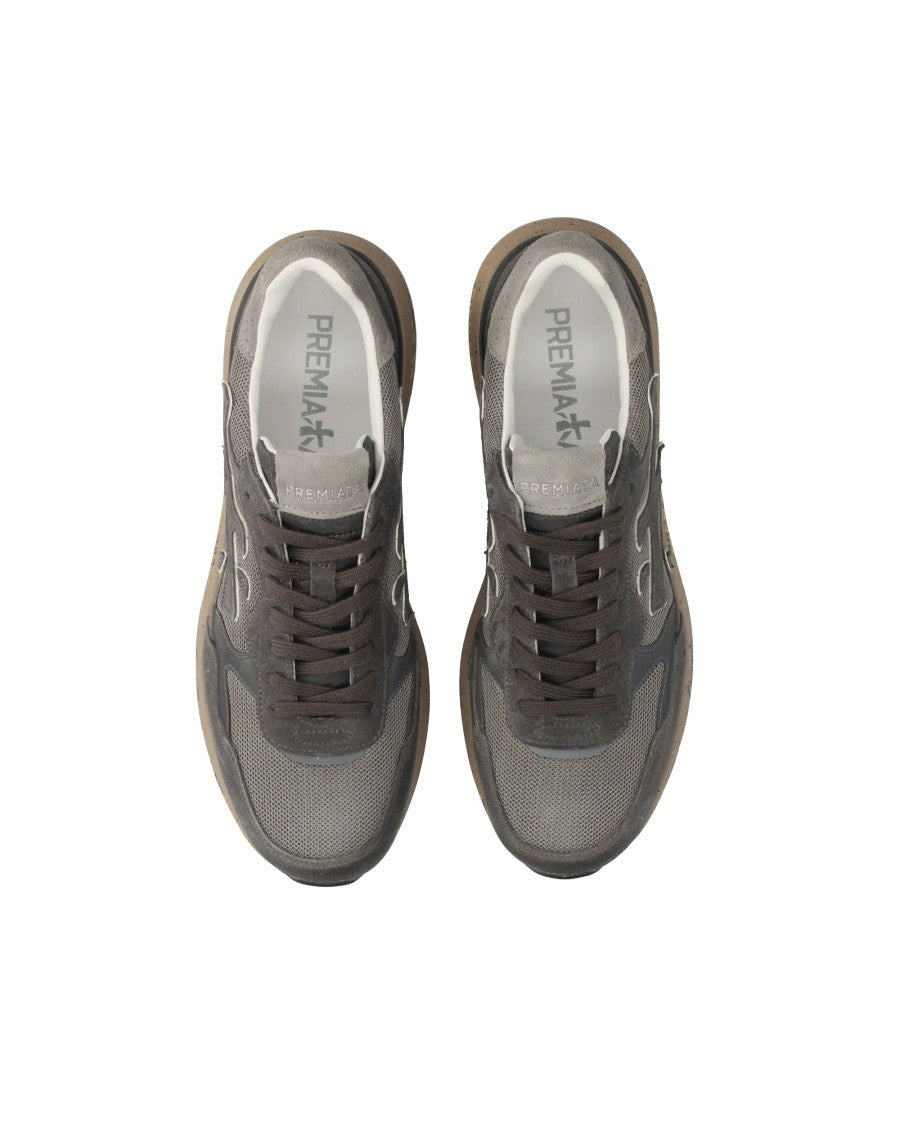 Premiata Grey Taupe Mick Color-Block Leather Sneakers