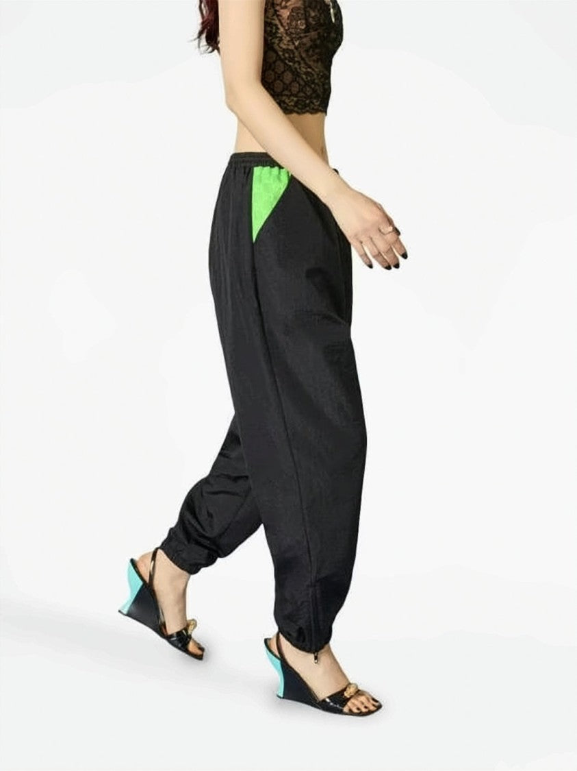 Gucci Relaxed Jogger Pants With Vibrant Green Accents