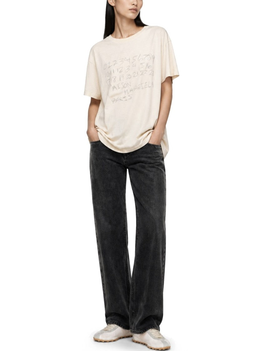 Maison Margiela Neutrals Handwritten Style Front Print T-Shirt