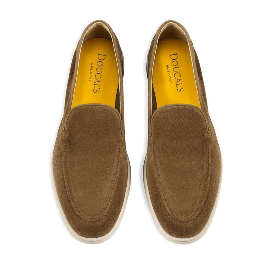 Doucal's Brown Suede-Like Texture Calf Leather Loafers
