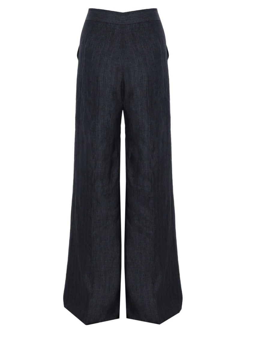 Max Mara High-Waist Wide-Leg Shorts In Textured Linen