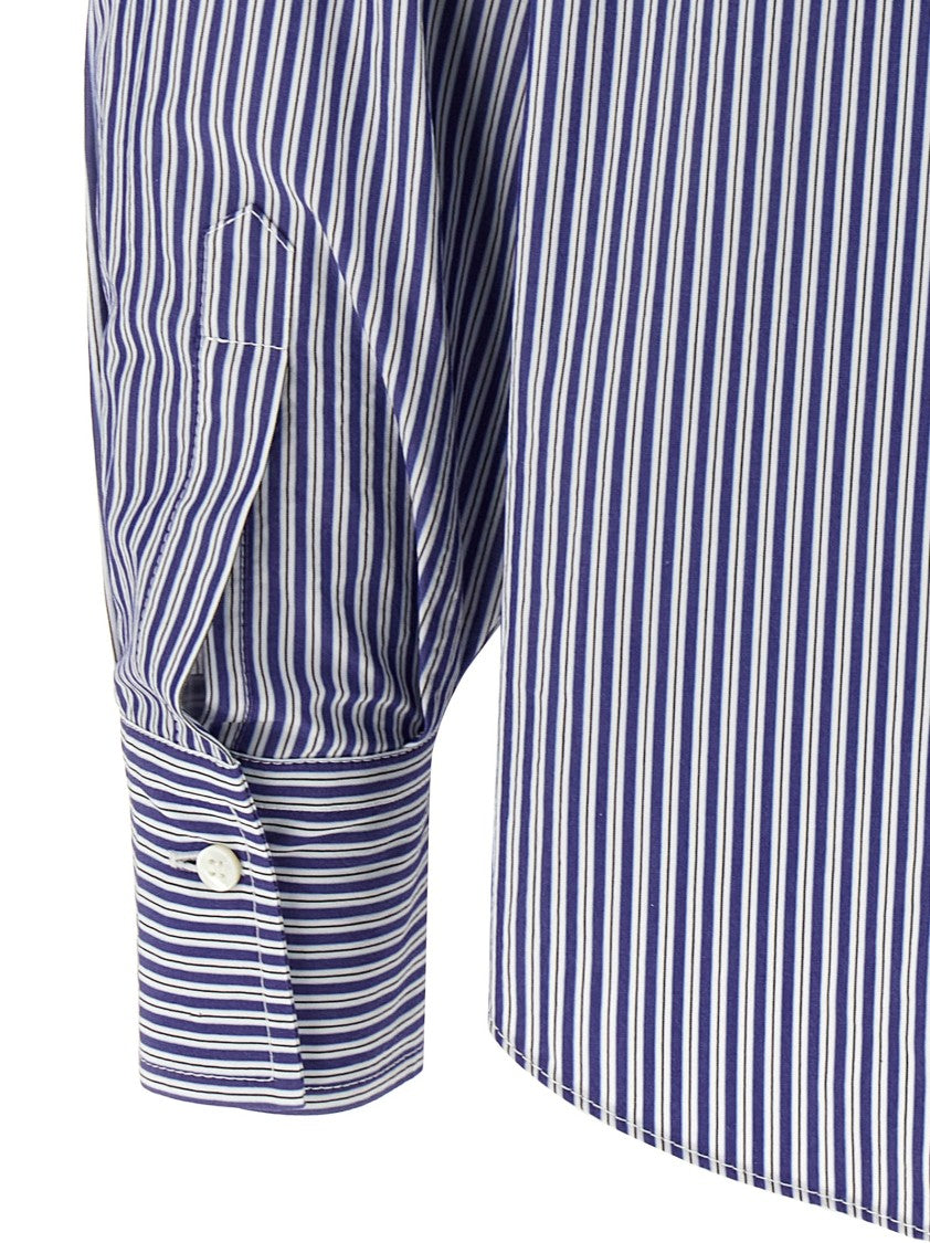 Brunello Cucinelli Classic Striped Cotton Shirt With Monile Accents