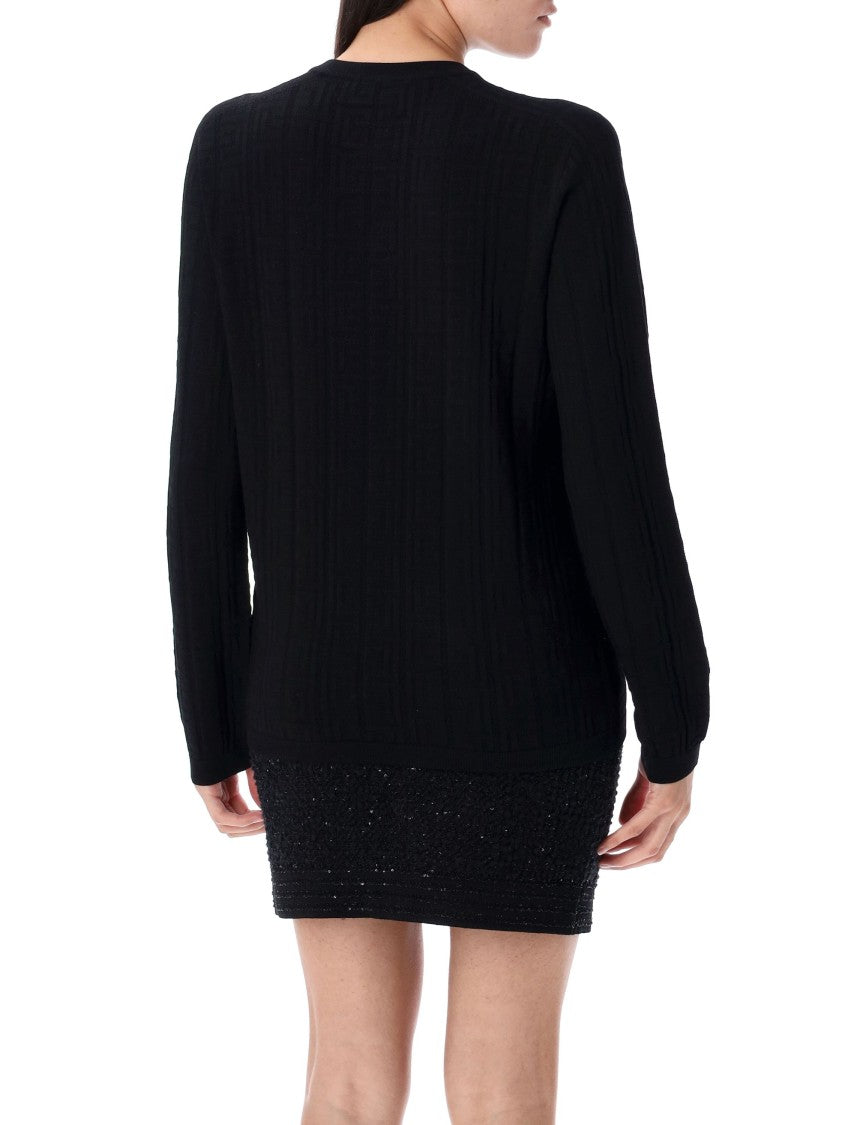Balmain Ls 3 Btn Monogram Knit Top