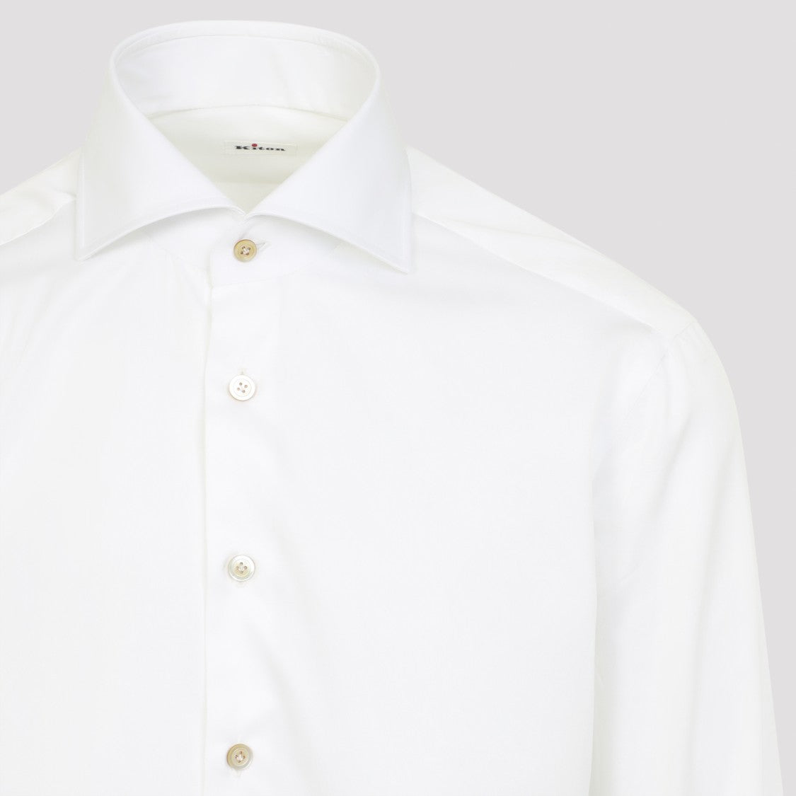Kiton Whtie Cotton Classic Fit Shirt