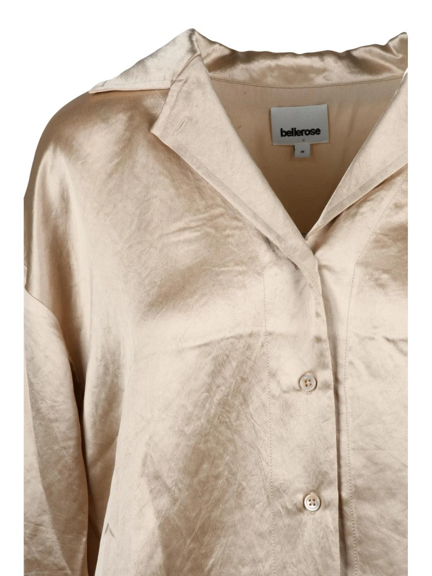Bellerose Beige Acetate Asymmetrical Satin Shirt