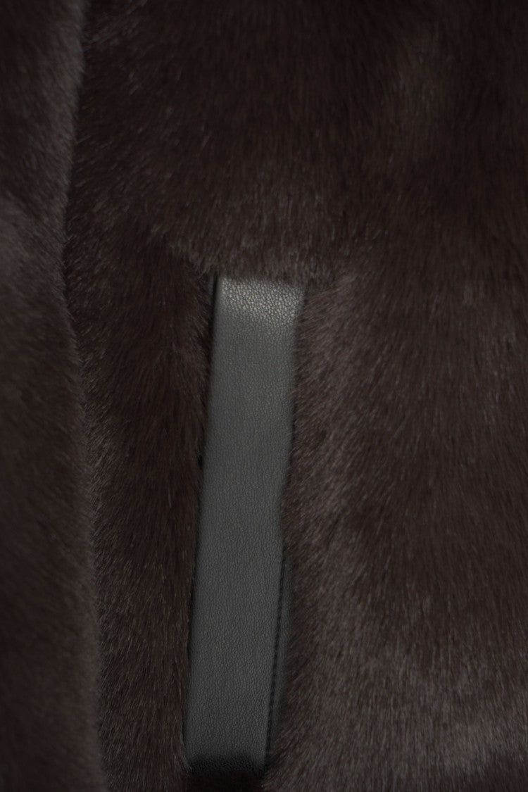 Pinko Faux Fur Jacket With High Collar