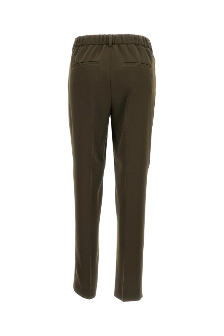 Alberto Biani Green Straight-Leg Pressed Crease Cropped Pants