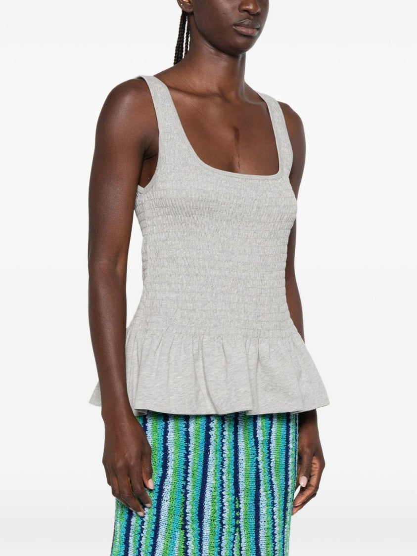Dries Van Noten Sleeveless Square Neck Flared Peplum Top