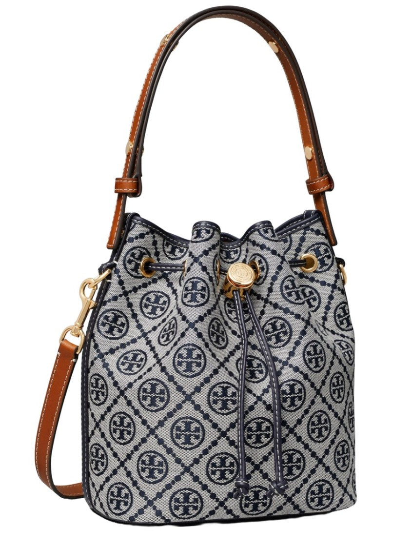 Tory Burch Bucket Bag With T-Monogram Design And Drawstring Closure