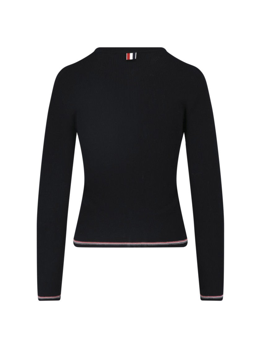 Thom Browne Ribbed Crewneck Wool Cardigan