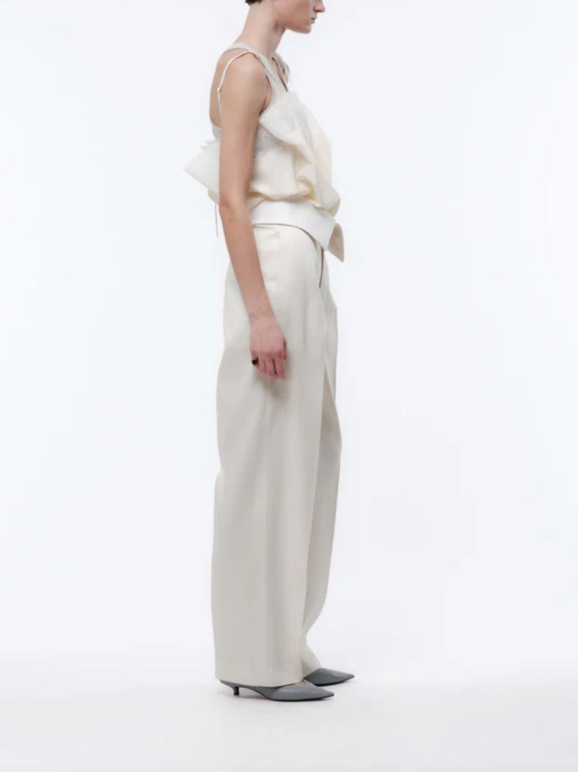 Carven White Chantilly Lace Silk Tank Top