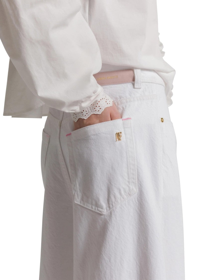 Alberta Ferretti White Wide-Leg Trousers With High Waist