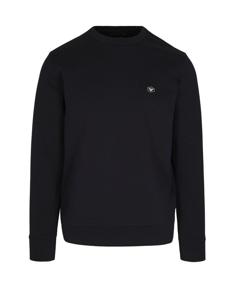 Emporio Armani Crewneck Sweatshirt In Double Jersey With Micro Patch Logo