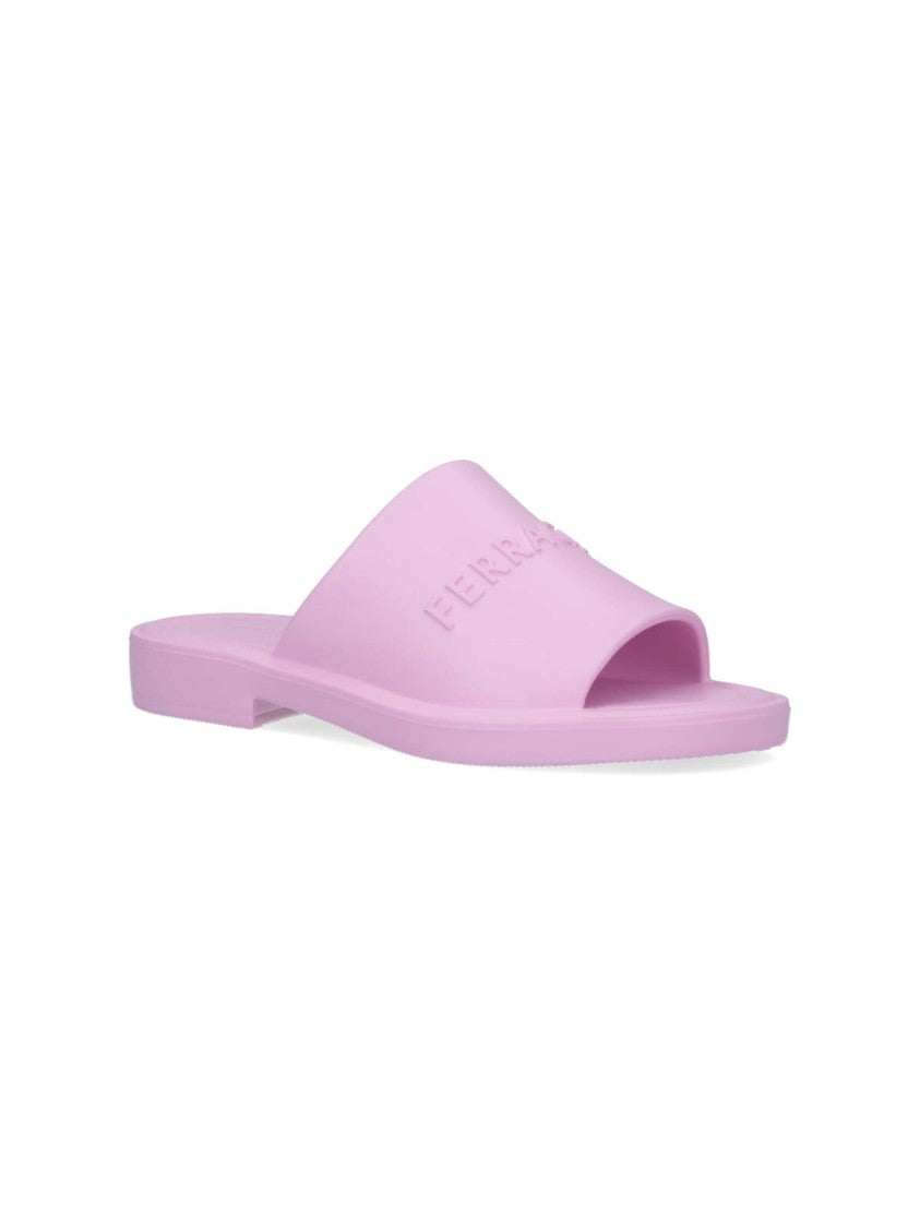 Ferragamo Pink Rubber Logo Sandals
