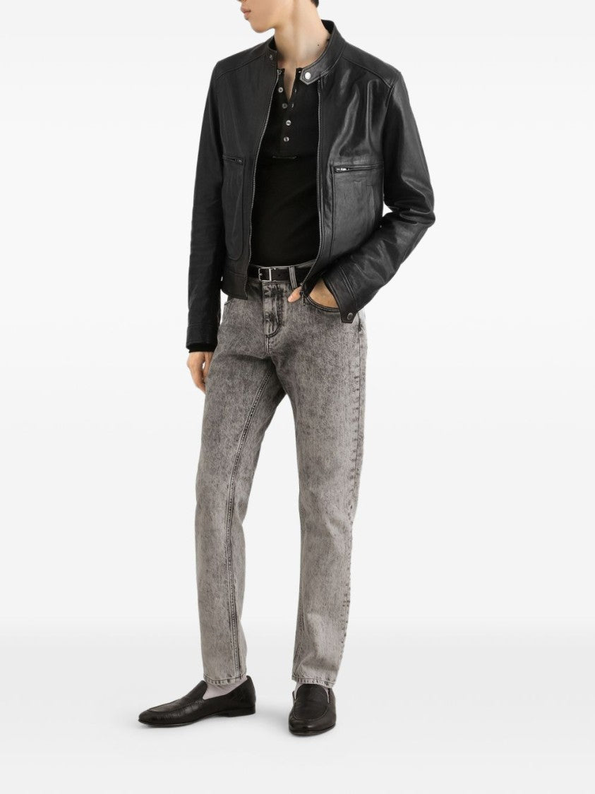 Dolce & Gabbana Grey Serafino Jersey Long-Sleeve T-Shirt