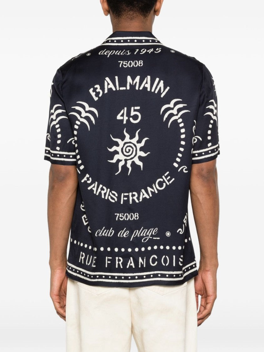 Balmain Silk And Nylon Point Collar Shirt