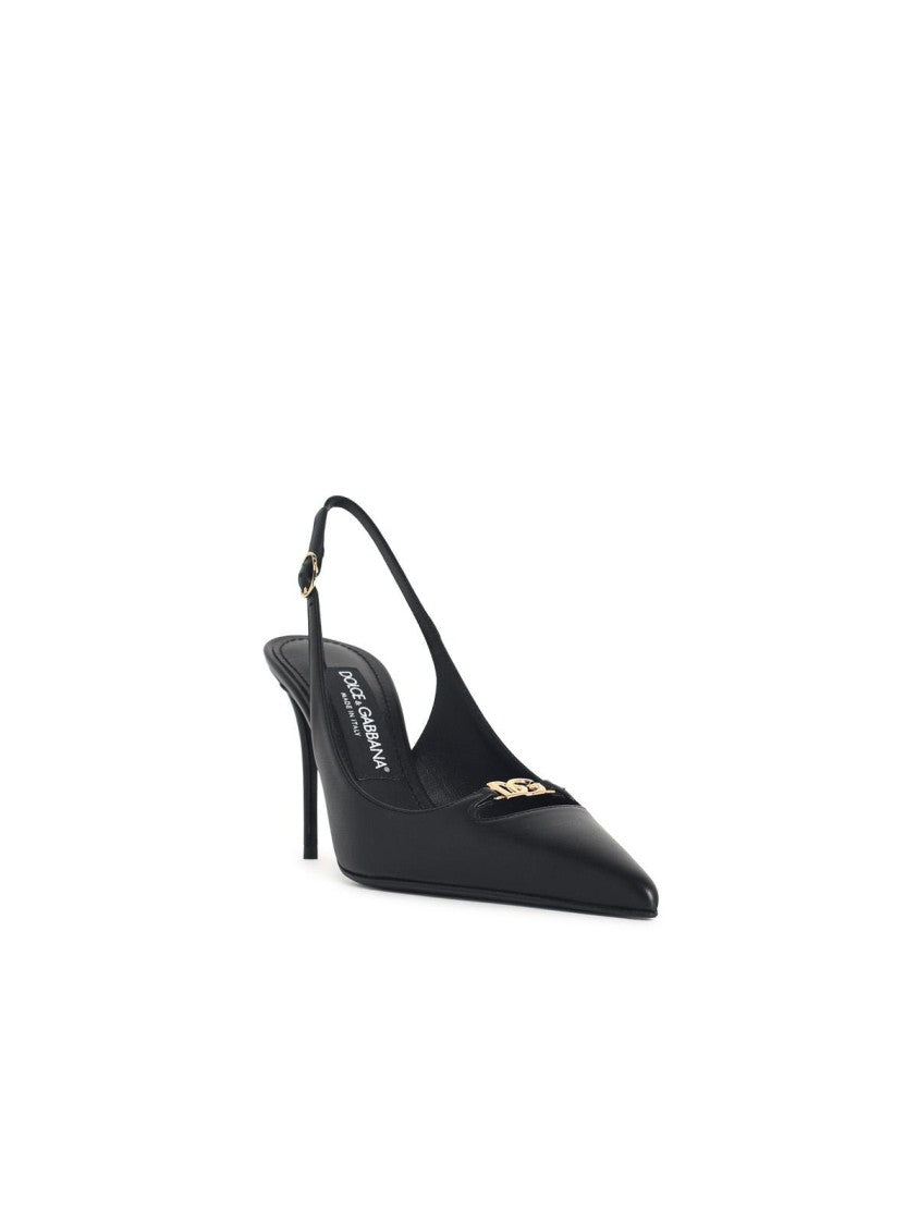 Dolce & Gabbana Black Leather Slingbacks