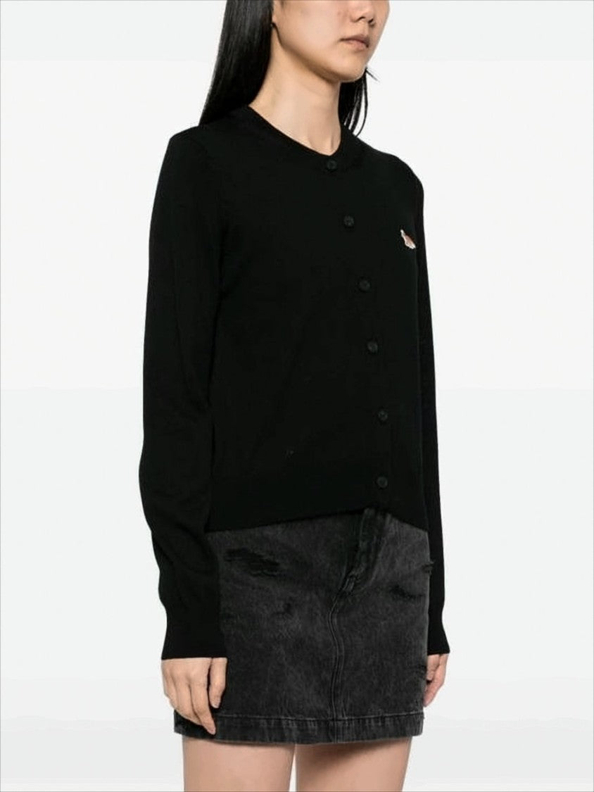 Maison Kitsuné Boxy Black Lambswool Cardigan