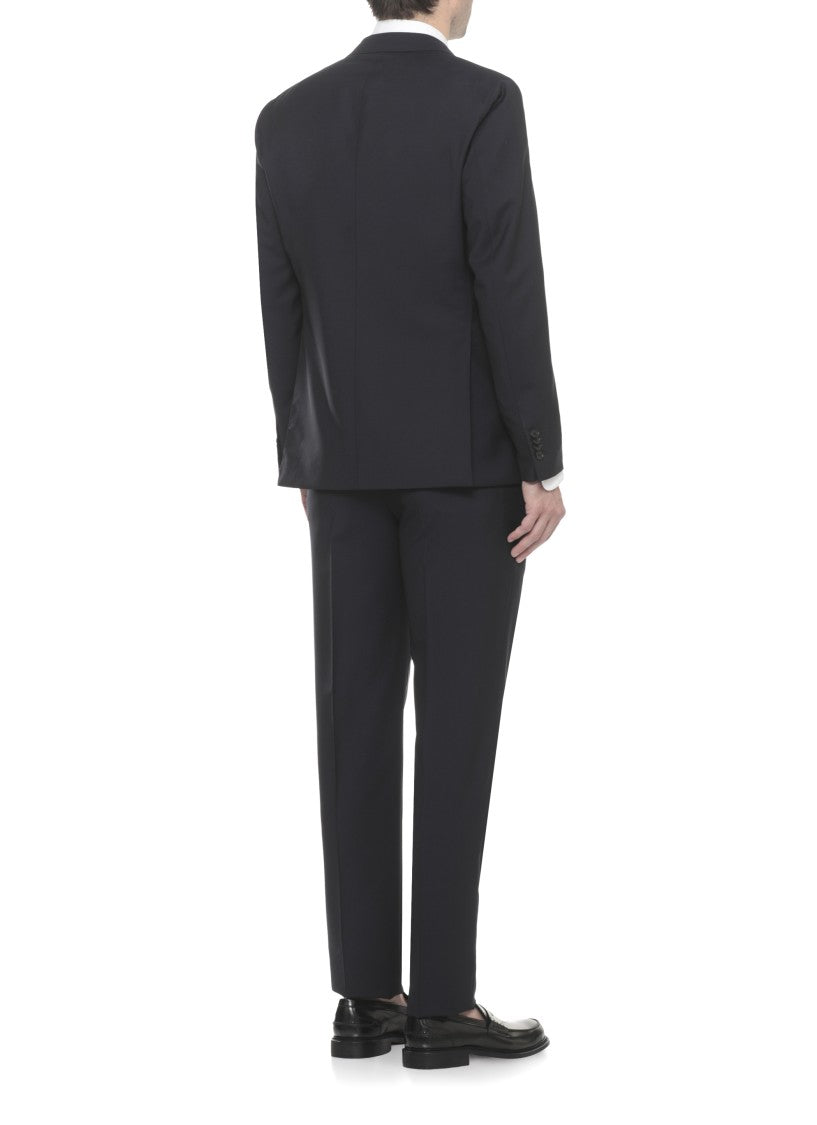 Caruso Black Manon Peak Lapel Wool Suit